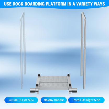 THOOUM Aluminum Boat Board Platform with Detachable Handrail to Get on & Off, Rust Resistant Boarding Platform for Dock/Deck/Boat Lifts (38.8" H, 400LBS Capacity)