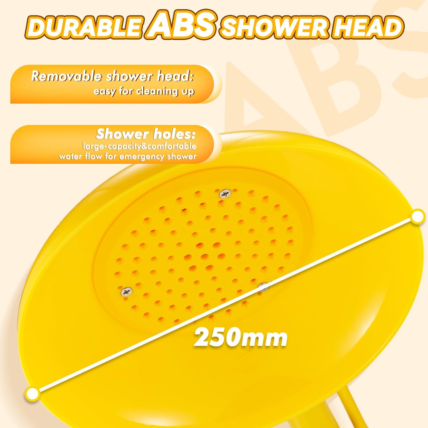 CGOLDENWALL Emergency Shower Safety Shower Station Horizontal Mount Drench Head, 1" NPT Thread, 304 Stainless Steel+ABS Shower Head