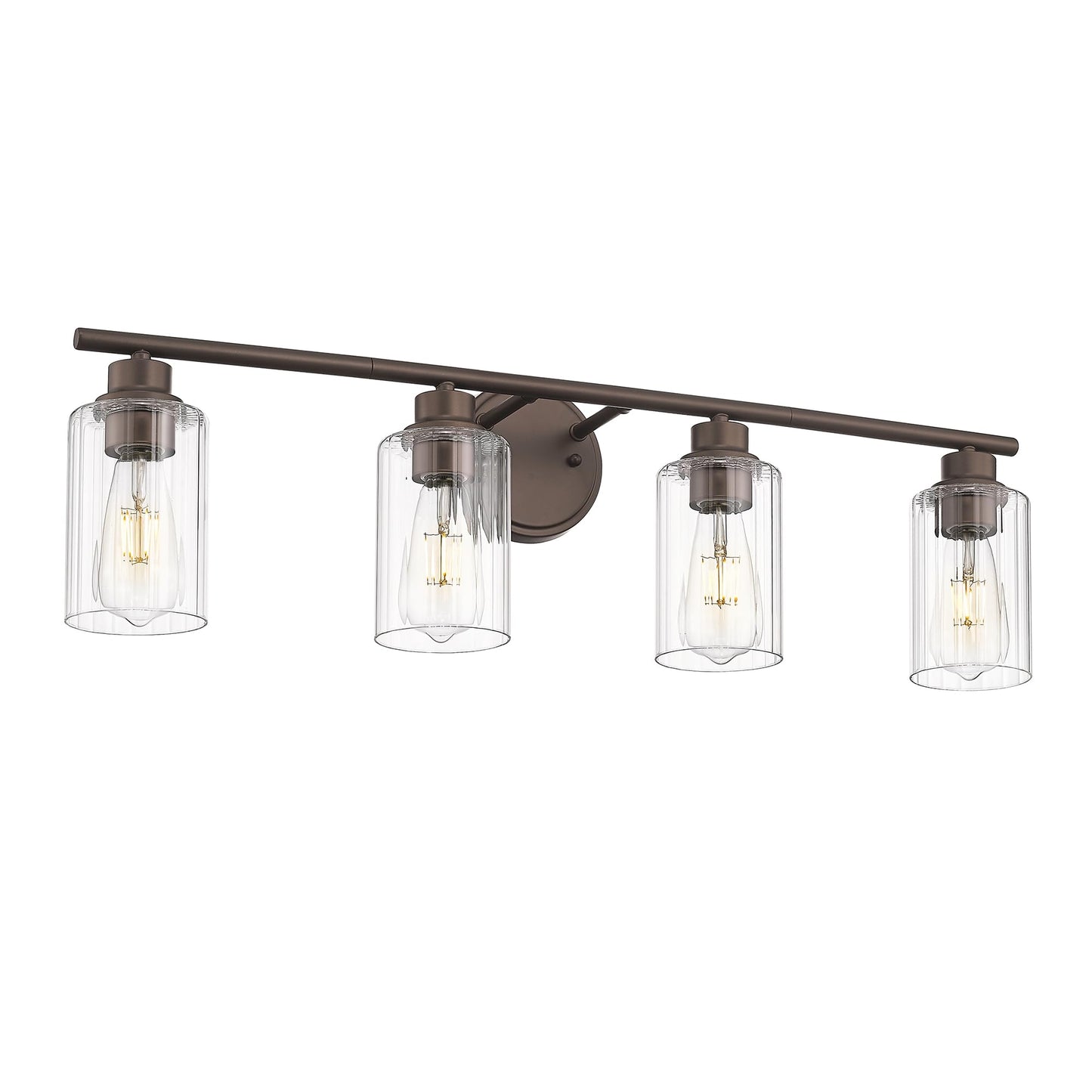 Emliviar 4-Light Vanity Light Fixture, 31 Inch, Fluted Ripple Glass Shade, Oil Rubbed Bronze Finish, Model YE295B
