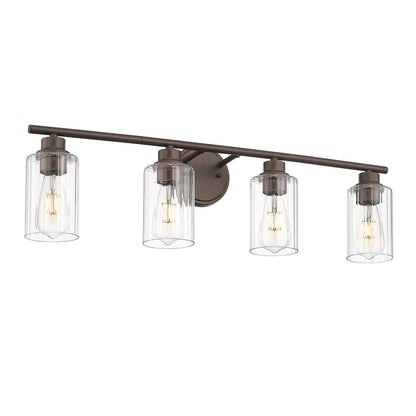 Emliviar 4-Light Vanity Light Fixture, 31 Inch, Fluted Ripple Glass Shade, Oil Rubbed Bronze Finish, Model YE295B
