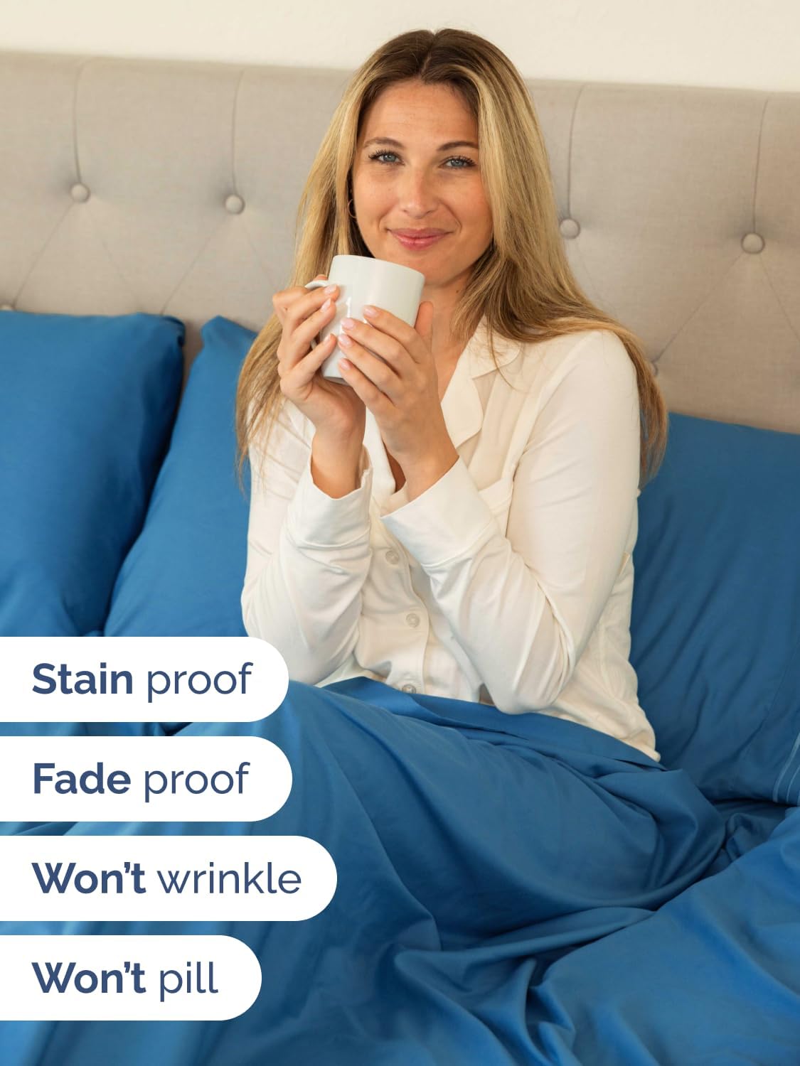 Skiennix Extra Deep Twin Sheet Set - 4-Piece Breathable Cooling Bedding - Soft, Wrinkle-Free Denim Blue