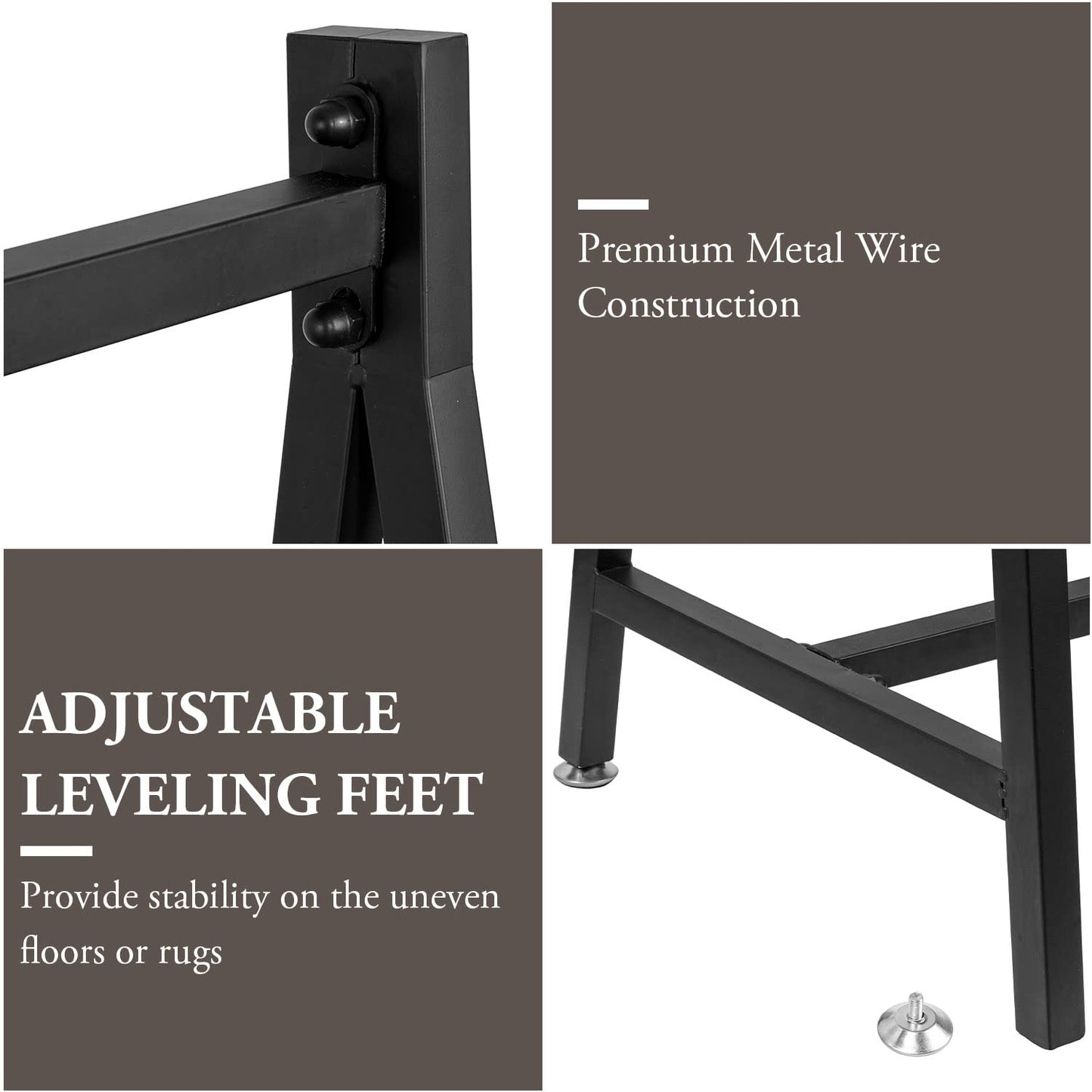 MyGift 57 Inch Modern Black Heavy Duty Metal A-Frame Wardrobe Clothing Rack, Commercial Grade Freestanding Garment Hanger for Bedroom Closet Clothes or Retail Display