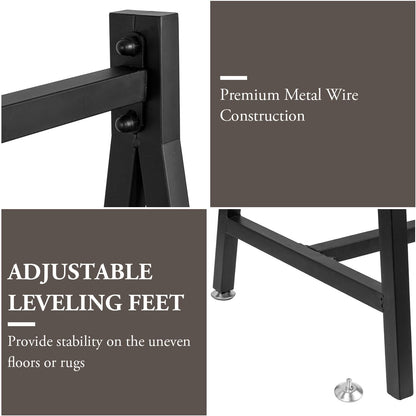 MyGift 57 Inch Modern Black Heavy Duty Metal A-Frame Wardrobe Clothing Rack, Commercial Grade Freestanding Garment Hanger for Bedroom Closet Clothes or Retail Display