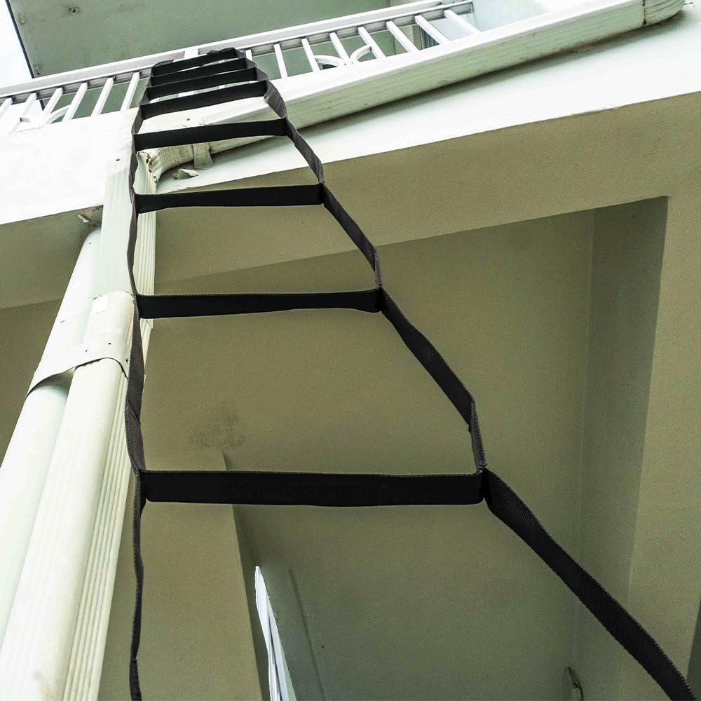 Lightweight Strap Ladder with Carabiners 13ft (4m) | Multi Function Rope Ladders for Kids & Adults | Rescue Tool | Retractable Ladders - Safety Ladder for Fire Evacuation - Compact & Durable