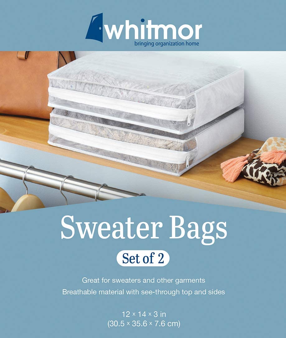 Whitmor Set of 2 Sweater Bag, White, 2 Count (Pack of 1)