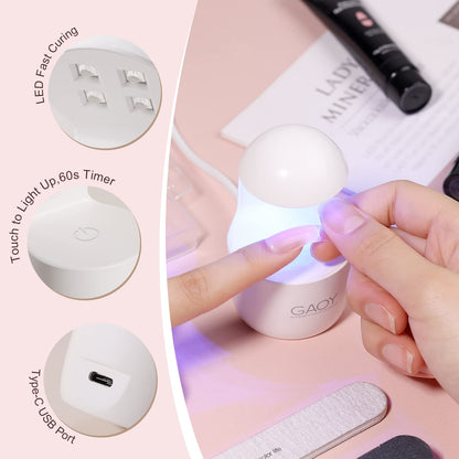 GAOY Poly Gel Nail Kit with U V Light Starter Kit, 6 Pcs Builder Gel Extension Kit for Beginners with Everything Nail Art DIY