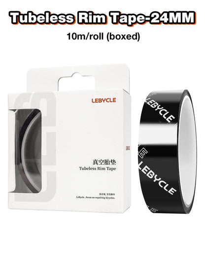 LEBYCLE Tubeless Rim Tape Black 21/24/27/30/33/36mm x 10m, Bike Rim Tape for Tubeless Road, Gravel & MTB Wheels – Strong Adhesive, Easy Clean Removal(24mm)