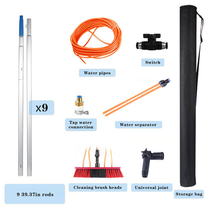 Water Fed Pole Kit Adjustable Solar Panel Cleaning Kit Cleaner Tool for Window Glass Roof Outdoor Glass Brush Window Washing Equipment (30FT)