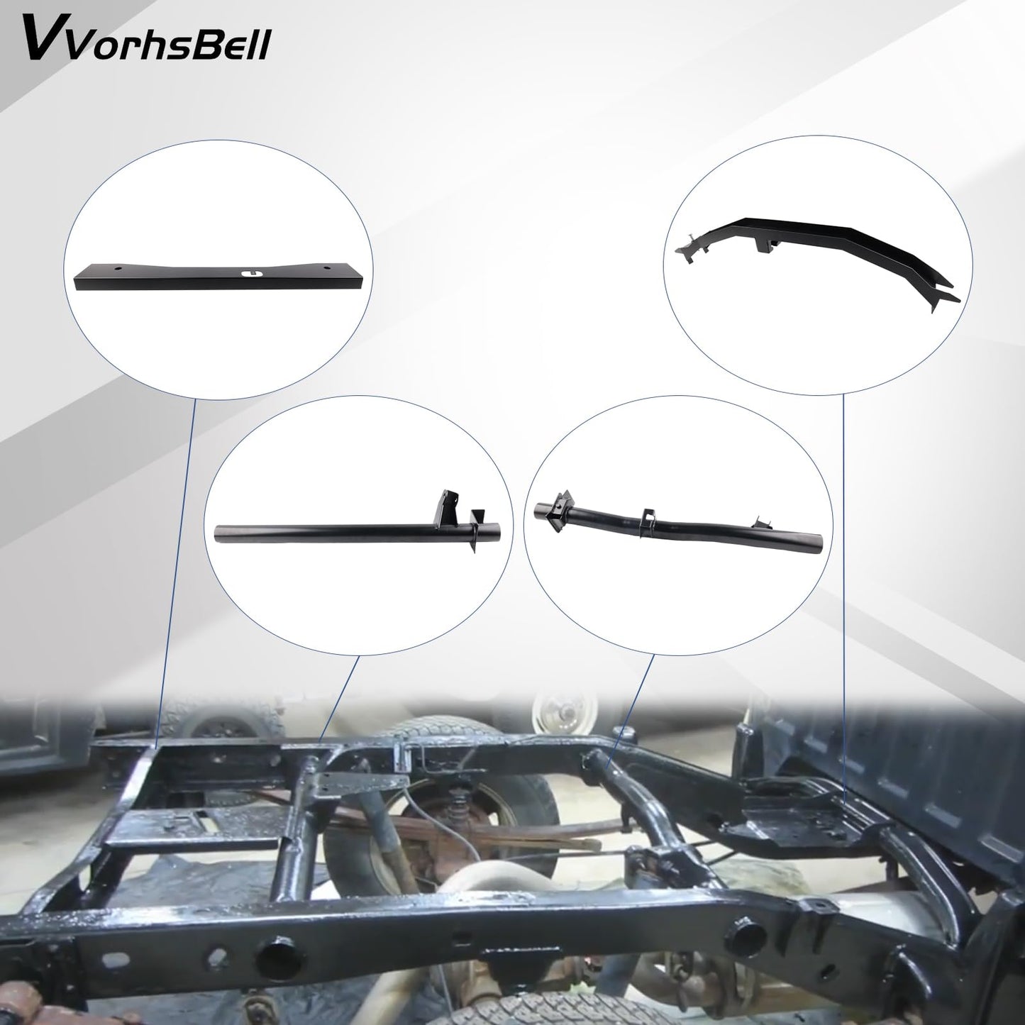 VVORHSBELL Front and Rear Fuel Tank Support Crossmember and Upper Shock Mount Crossmember and Spare Tire Support Plate Compatible with 2007-2014 Chevy Silverado 1500 GMC Sierra 1500 Regular Cab