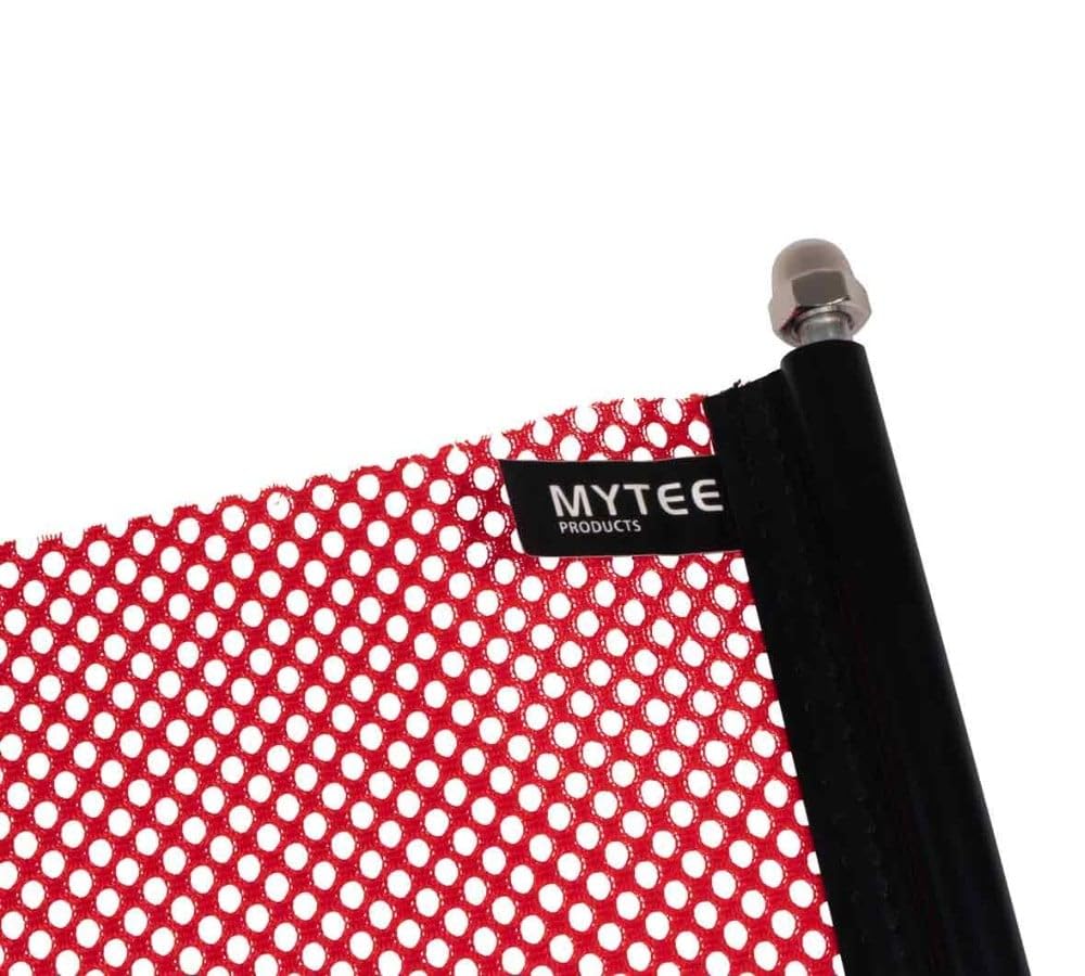 Mytee Products EZ Mount Warning Flag Red 18" x 18" Mesh Safety Flag DOT Compliant | Spring Loaded Quick n Easy Disconnect - 4 Pack