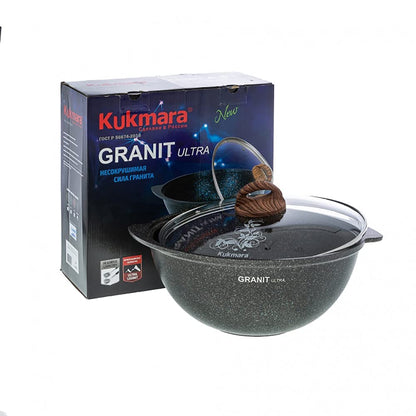 TM KUKMARA Aluminum Wok Kazan Cooking Pot with Lid inchGranit ultra inch 4.8-qt. (4.5 L) Camping Cookware Kitchen Pot