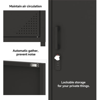 Steehoom Metal Locker Cabinet Lockable Storage Cabinet Black 4 Tier Employee Lockers for Home, School, Office, Garage, Bathroom H49.21'' (Black)