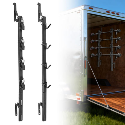 DEWHONETE 4 Place Trimmer Weed Eater Rack for Enclosed and Open Trailer Walls Landscape Truck Weedeater Rack Carrier Holder with 4 Lock-Black