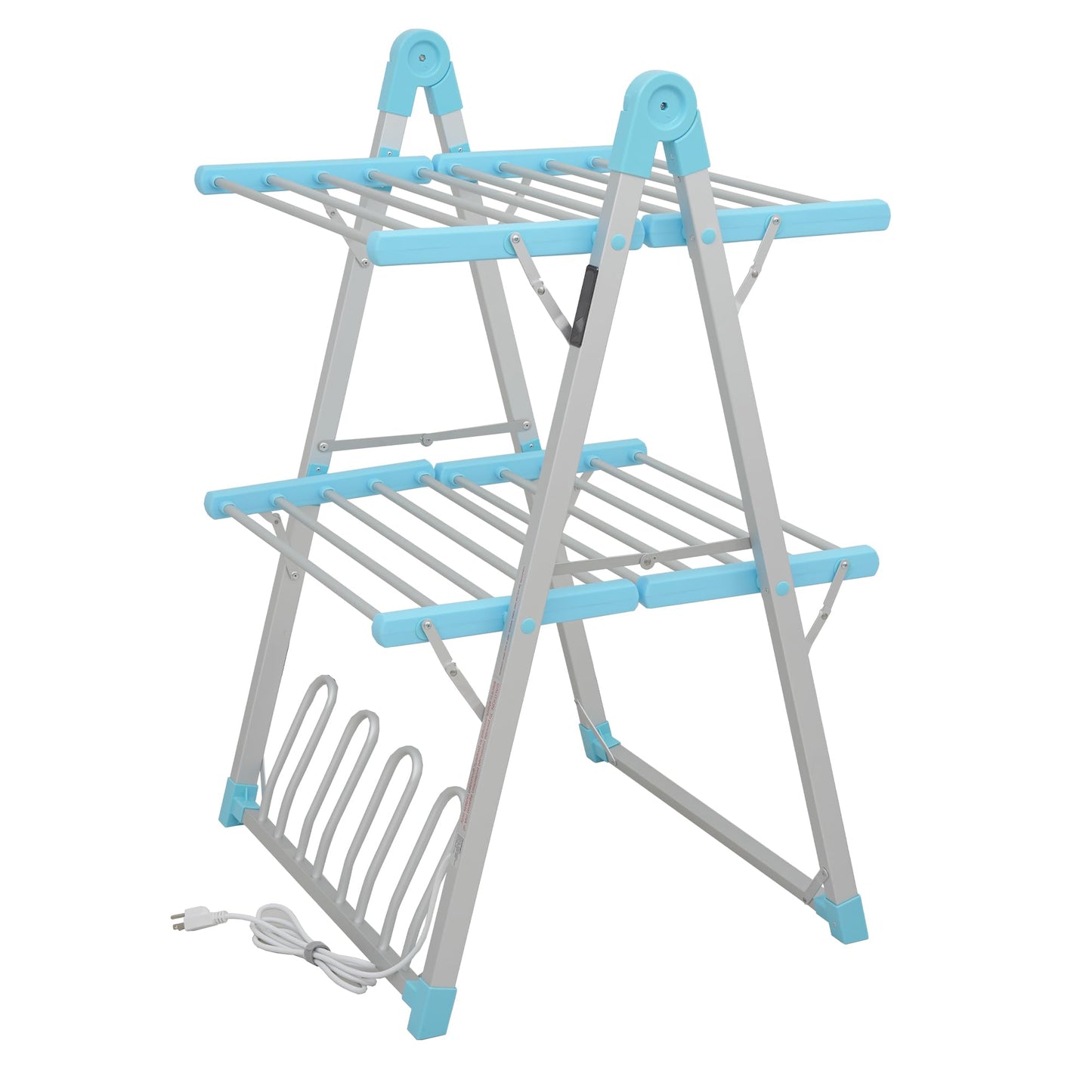 SHARNDY Electric Heated Clothes Drying Rack,Foldable Heated Garment Dryer with Timer Shut-Off Laundry Rack for Clothes Shoes Socks,Aluminum Alloy,Blue,Plug & Play,(39.37x25.98x23.82in)