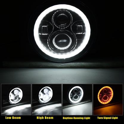 YEEGO DIRECT 7 inch Motorcycle LED Headlight 4.5 inch Fog Passing Lights for Road Kin-g Ultra Clas-sic Elec-tra Street Gli-de Tr-i Cv-o Heri-tage Sof-tail Slim Delu-xe Fat-boy, DOT Approved(Black)