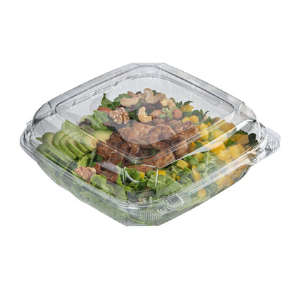 Restaurantware Thermo Tek 45.7 Ounce Clamshell Containers 100 Anti-Fog To Go Food Containers - Freezable Rectangle Clear Plastic Food Packaging Containers Disposable