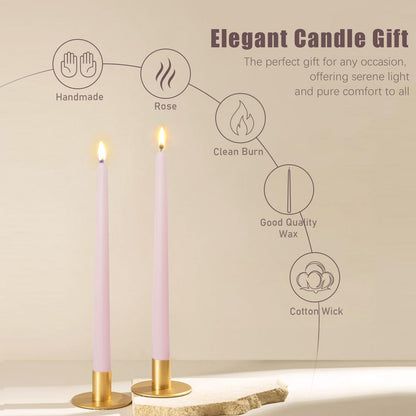 Candlesticks Long Taper Candle,Rose Scented 10 Inches Light Pink Candle Sticks Smokeless Tapered Candles for Home Décor Holiday Gifts