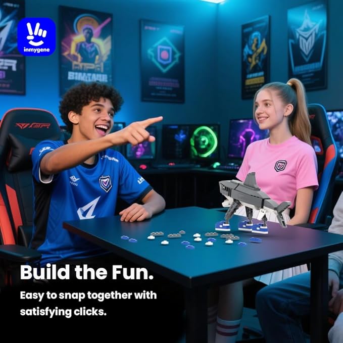 Shark Building Set Italian brainrot Toy Viral Meme Shark Building Kit Poseable Tralalero Tralala Toy for Kids Ages 6+ Creative Gift with Adjustable Jaw &amp Tail