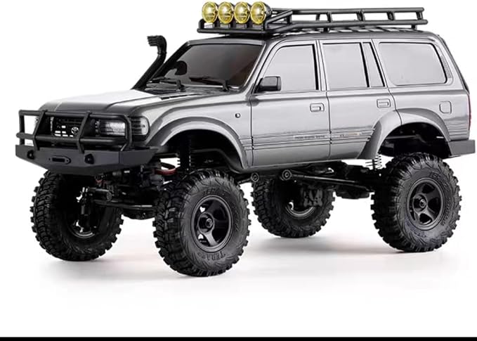 FMS 1/18 FCX18 RC Crawler Land Cruiser LC80 Toyota Officially Licensed 4WD RTR RC Rock Truck with 2.4Ghz Transmission Portal Axles LED Lights for Adults Hobby Gifts (Grey)