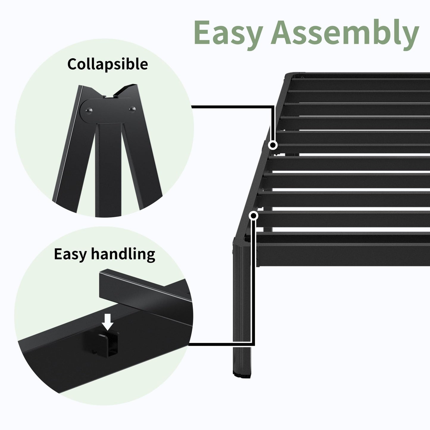 Lutown-Teen 7 Inch Low Profile King Bed Frame with Rounded Corner Legs, 2000 LBS Heavy Duty Metal King Size Platform Bed Frame No Box Spring Needed, Easy Assembly, Black