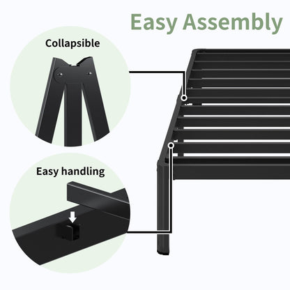Lutown-Teen 7 Inch Low Profile King Bed Frame with Rounded Corner Legs, 2000 LBS Heavy Duty Metal King Size Platform Bed Frame No Box Spring Needed, Easy Assembly, Black