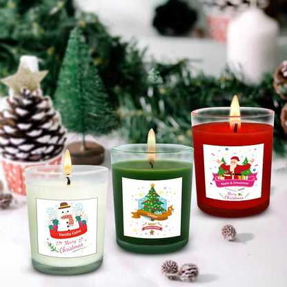 Christmas Scented Glass Votive Candle Set - 12 Pack, Holiday Fragrances: Apple & Cinnamon, Vanilla Cake, and Cedar - Festive Decor Candles for Home Parties Gifts