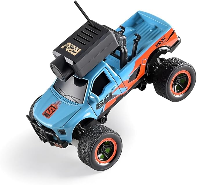 WL 1/64 FPV RC Car with Camera APP Auto-Pairing Mini RC Truck with Remote Controller 3-Speed Modes Gyroscope Remote Control Off-Road Truck for Adults