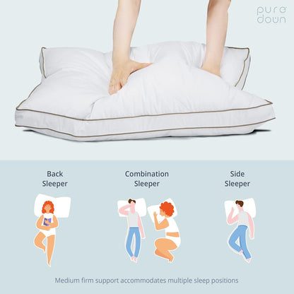 Puredown® Goose Feather & Down Sleeping Pillows - Gusseted Hotel Collection, Standard/Queen, Set of 2