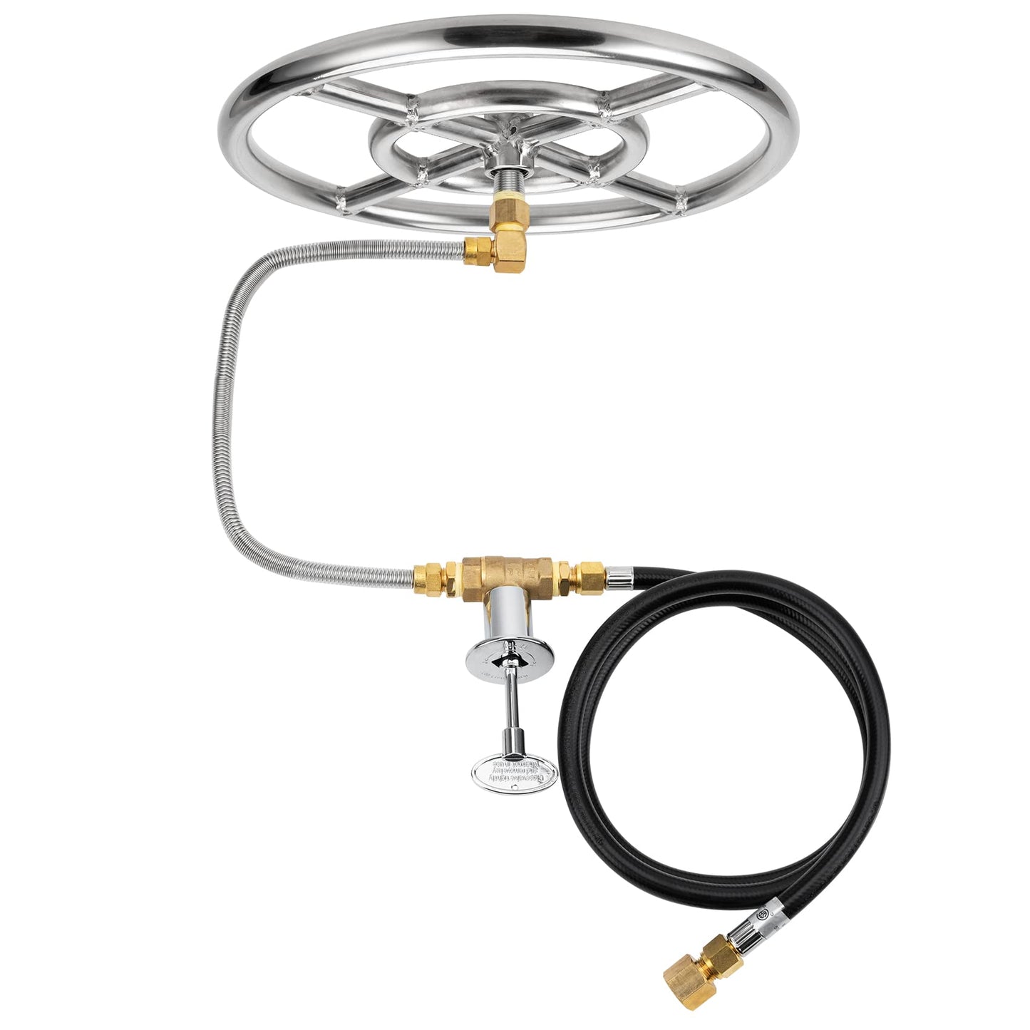 Stanbroil Natural Gas Fire Pit Stainless Steel Burner Ring Installation Kit, 12-inch