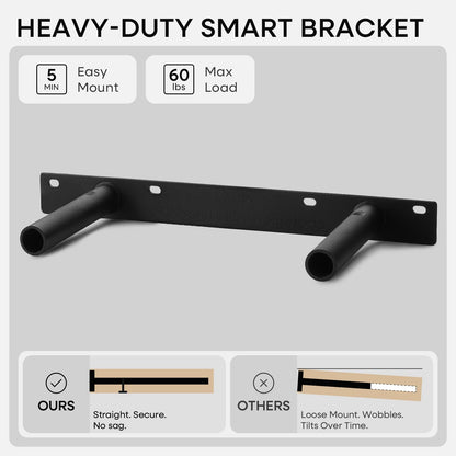 Homeforia 16 inch Black Floating Shelves, High End Solid Real Wood 16inch Bathroom Floating Shelves for Wall Mounted, 16in Wooden Small Floating Shelf, Heavy Duty Bracket, 16 X 6.5 X 1.75 in, Set of 2