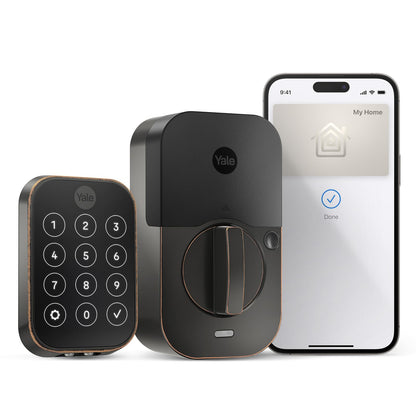 Yale Security Assure Lock 2 Plus Apple Home Keys (Tap to Open) Deadbolt, Satin Nickel Smart Keyless Entry Door Lock with Wi-Fi Connected Keypad for Code Entry and Remote Access, YRD450-N-WF1-619