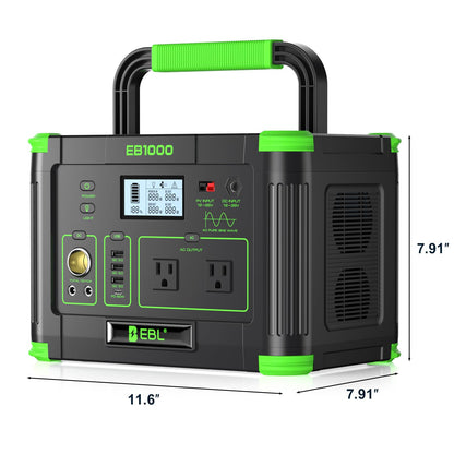 EBL Portable Power Station 1000W Solar Generator 999Wh Fast Charging Backup Battery with 10W Wireless Charging & Multiple Ports for Camping, Home Backup, RV & Off-Grid