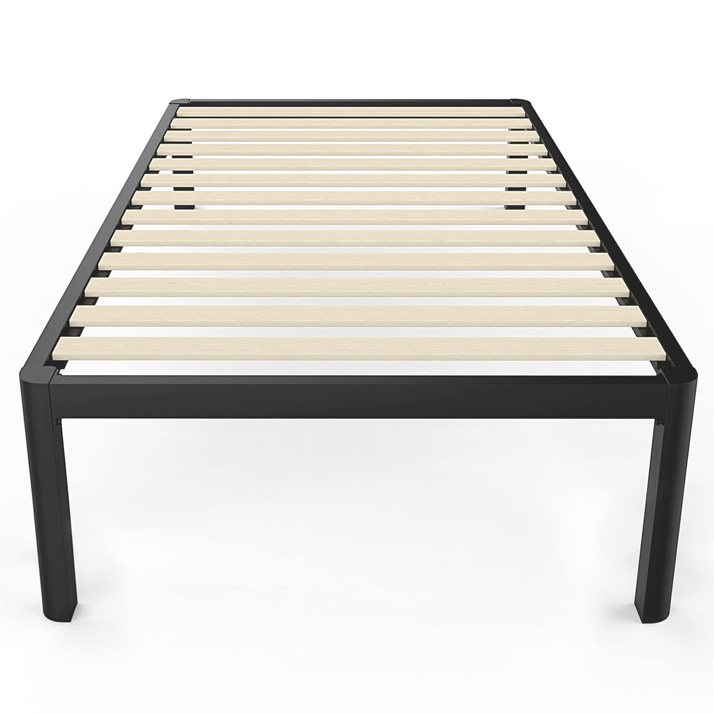 MAF Metal 18 Inch Twin Platform Bed Frame with Anti-Collision Round Legs, Black 3500 Lbs Heavy Duty Bed Frame with Wood Slats, No Box Spring Needed, Easy Assembly