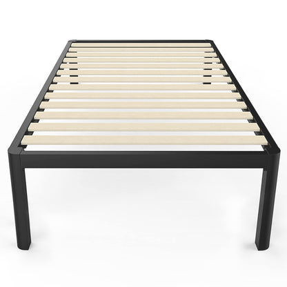 MAF Metal 18 Inch Twin Platform Bed Frame with Anti-Collision Round Legs, Black 3500 Lbs Heavy Duty Bed Frame with Wood Slats, No Box Spring Needed, Easy Assembly