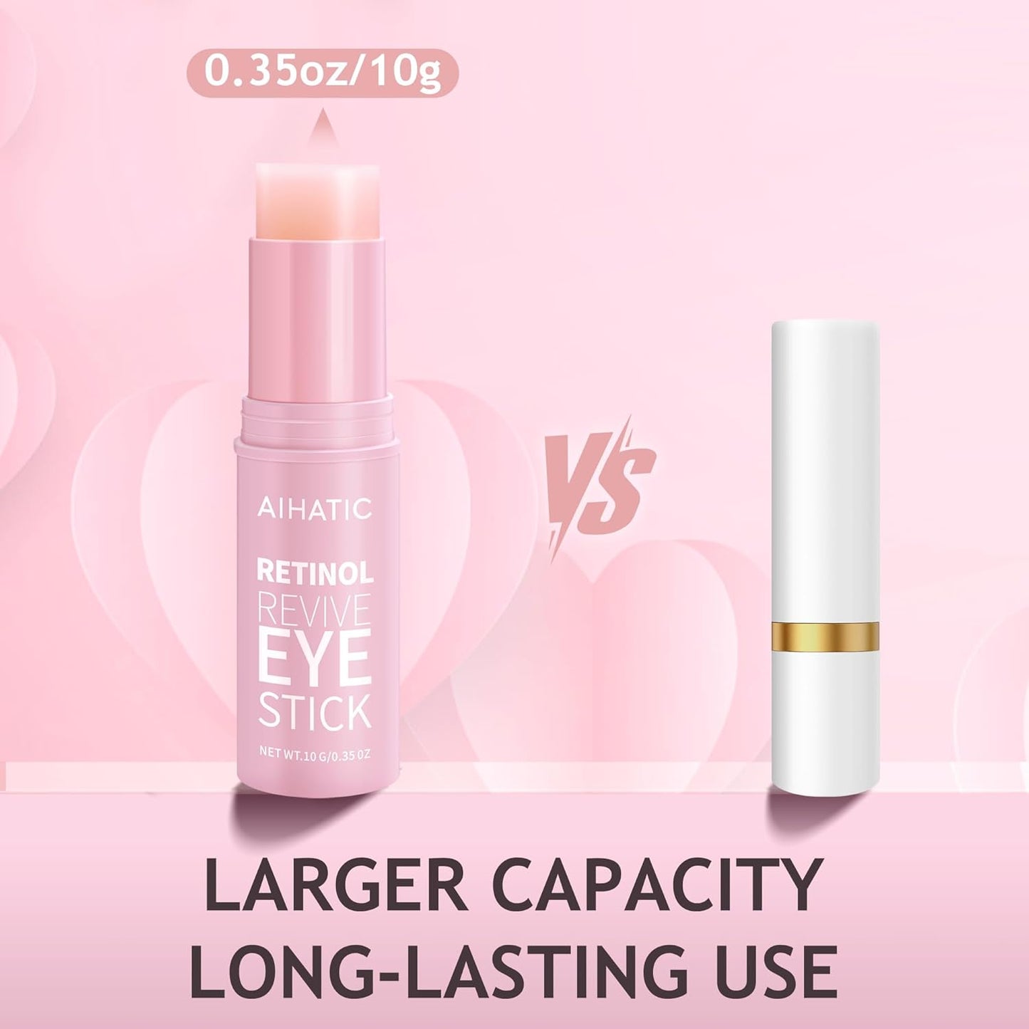 Retinol & Caffeine Eye Balm Stick - Dark Circles Relief & Depuffing Treatment, Hyaluronic Acid + Collagen, Gentle Under Eye Cream for Sensitive Skin, Hydrates & Smooths Fine Lines, 0.35oz/10g
