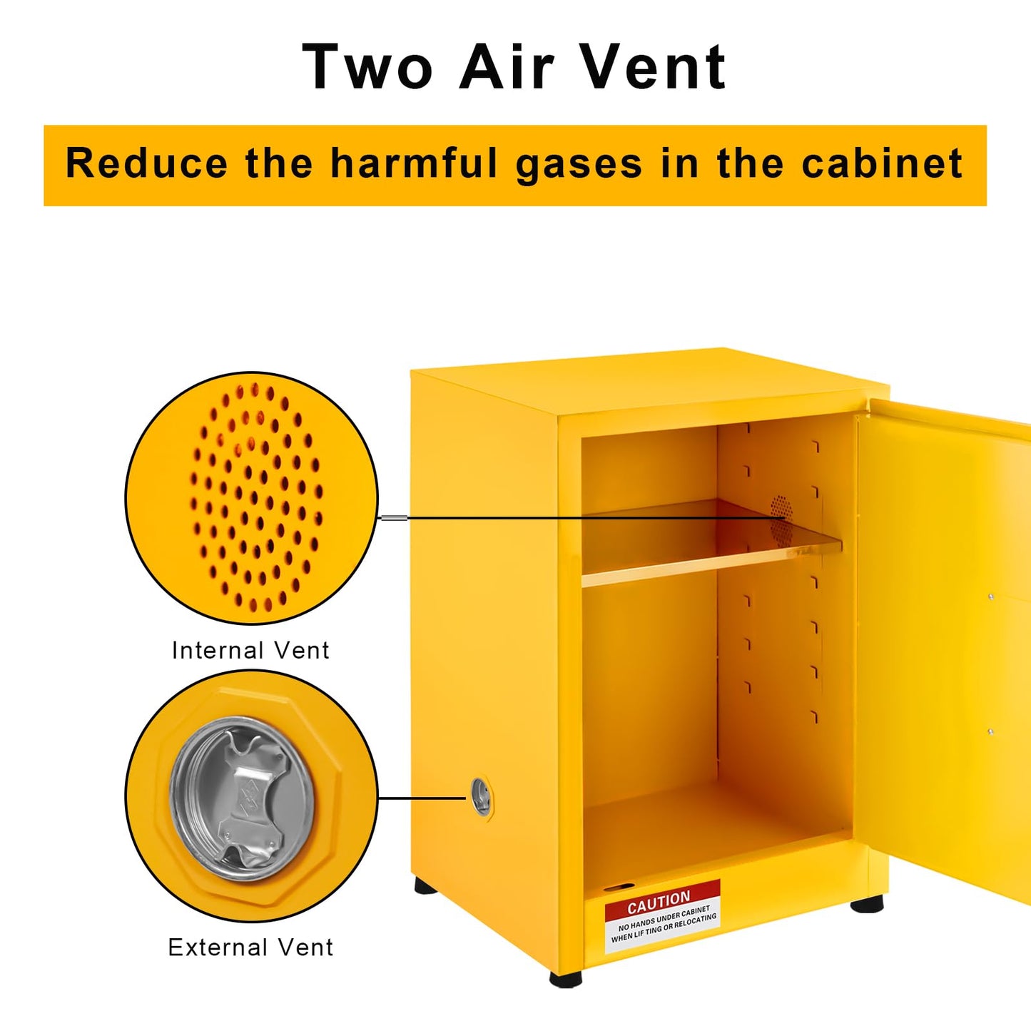 ExploreHorizon 11 Gallon Flammable Storage Cabinet, 18" H x 17" W x 17" D Cold-Rolled Steel Explosion Proof Thickened Galvanized Steel Flammable Safety Cabinet, Fire Safety with Adjustable Shelf