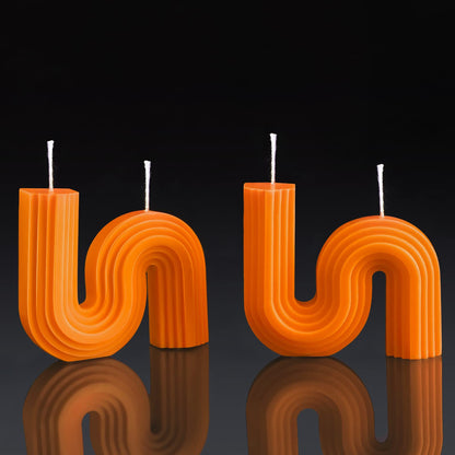 Tondiamo 2 Pcs Aesthetic Candles Twist Shaped Aesthetic Candles Cool S Shape Minimalist Geometric Shaped Soy Wax Scented Art Decorative Handmade for Wedding Birthday Gift(Orange)