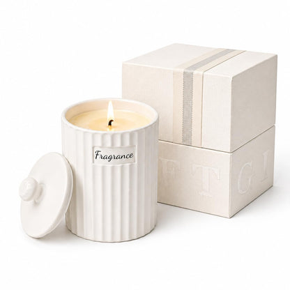 Viyffo Vanilla Cream Scented Candle Gift for Women, Small 6.35oz Non Toxic Soy Candle in Matte White Ceramic Jar Perfect for Winter Home Decor, Mom, Friends & Sisters Gift