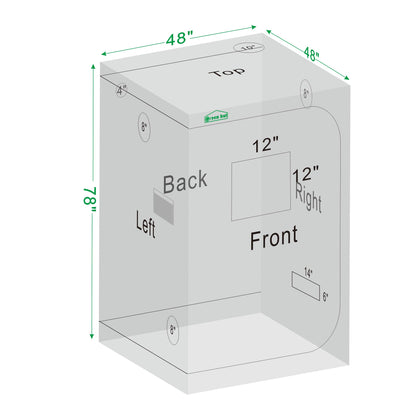 Green Hut Grow Tent for Plants Indoor 48"x48"x78" Mylar Hydroponic Grow Tents Indoor Grow Room for Plant Fruit Flower Veg with Observation Window & Removable Waterproof Floor Tray