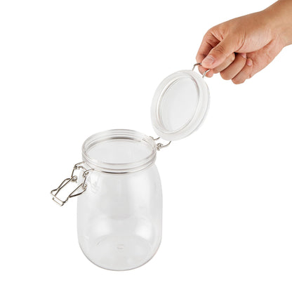 Restaurantware-Met Lux 39 Ounce Mason Jars, 20 Airtight Storage Jars With Lids - Rubber Gasket, Wide Mouth, Clear Plastic Round Canisters, Durable, For Kitchen And Pantry Storage Of Bulk Dry Food