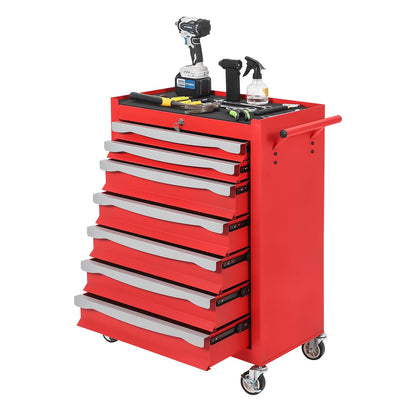 7-Drawer Tool Chest, Rolling Tool Cart, Large Capacity Tool Storage Cabinet with Keyed Locking and Drawer Liners, Link Buckle, and Can Be Combined to Large Cabinet Set, for Garage, Workshop, Warehouse