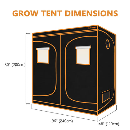 HydroHaven 8x4 Grow Tent Kit (96"x48"x80") - Heavy-Duty 600D Diamond Mylar Lining, 98% Reflective, Viewing Window & Waterproof Floor Tray for Hydroponics Indoor Growing