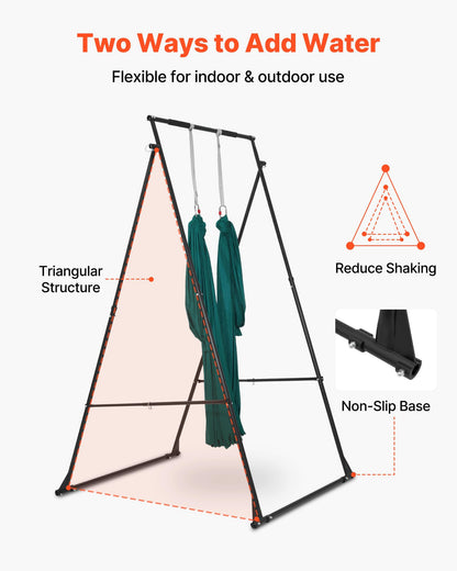 VEVOR Yoga Stand Frame, Max 440.9 lbs Load Swing Stand, Triangular Structure Pull Up Stands, Aerial Silk Stands with EVA Foam & 6.6-Yard Yoga Hammock, 4-Level Horizontal & 6-Level Vertical Adjustment