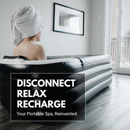 Alaskey® Portable Inflatable Bathtub For Ice Bath Or Hot Baths | Foldable & Freestanding Soaking Recovery Tub For Adults | Durable, Space-Saving, Easy To Store | Perfect For Indoor Home Spa Relaxation