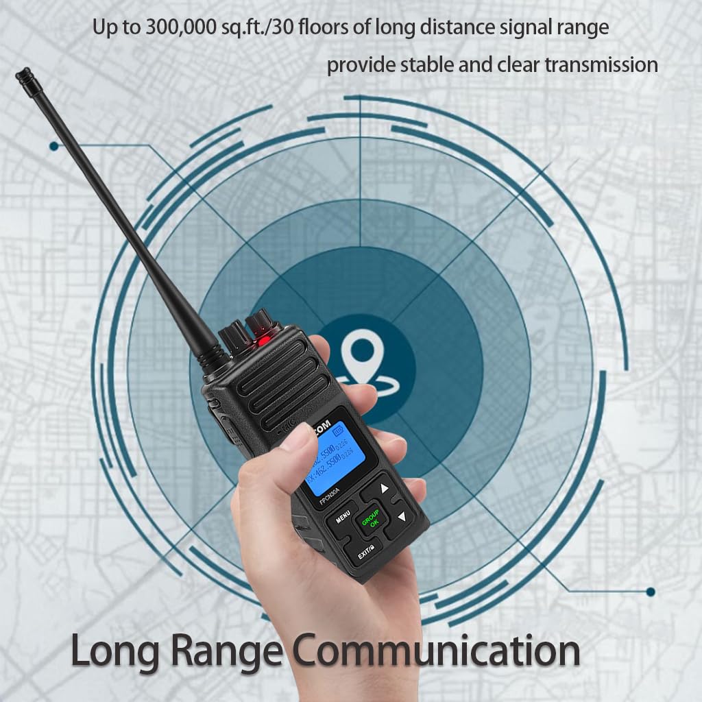 SAMCOM Two Way Radio with Shoulder Speaker Mic,5W High Power 2 Way Radios Long Range Walkie Talkie earpiece with mic for Adults Construction Site School Security(4 Pack)