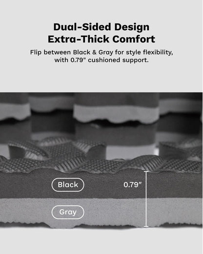 AIRHOP Upgraded 0.79" Extra Thick 48 Sq Ft High-Density Eva Foam Exercise Gym Mats, 12 Pcs Large Interlocking Puzzle Floor Tiles (24"x24") for Home Gym, Black&Gray
