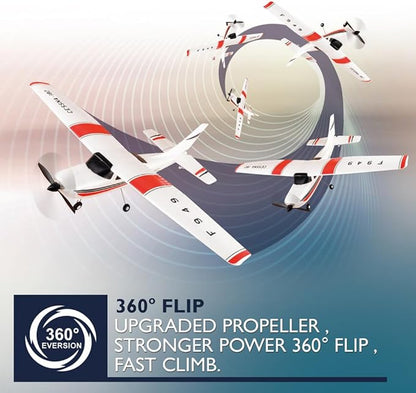 F949 RC Plane 720 Motor 3CH 2.4Ghz Remote Control Airplane EPP 3D6G RTF RC Airplane for Beginners Easy to Fly RC Glider with 2 Batteries Propellers Landing Gear (LED 2BSL+ Motor)