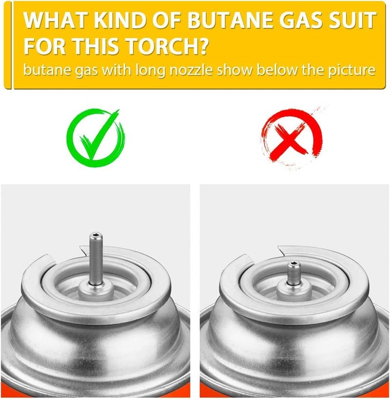 TBTeek Butane Torch with Fuel Gauge T907, One-hand Operation Kitchen Torch Lighter with Adjustable Flame for BBQ, Baking, Brulee Creme, Crafts and Soldering(Butane Gas Not Included)