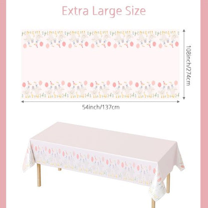 Honeydak 4 Pcs Silly Goose Birthday Party Tablecloths Pink 1st Baby Shower Gingham Table Cover Disposable Plastic Tablecloths Goose Theme Party Supplies for 1st Boys Girls Summer Decorations