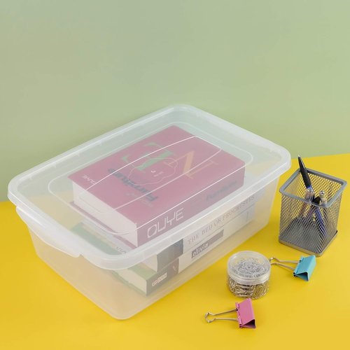 Inhouse 14 Quart Clear Storage Bin - Durable Plastic Latching Container with Lid | Set of 4